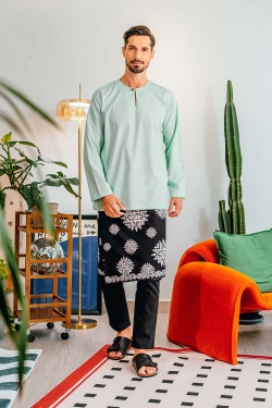 TUSCA MEN | Leon Long Sleeves Classic Kurta in Mint Green